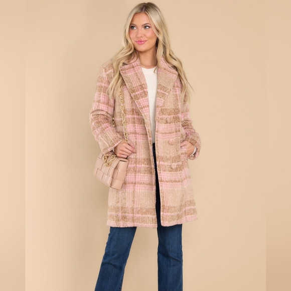 Anthropologie Jackets & Blazers - SALE❗️Molly Bracken Aspire To Be More Beige Plaid Coat